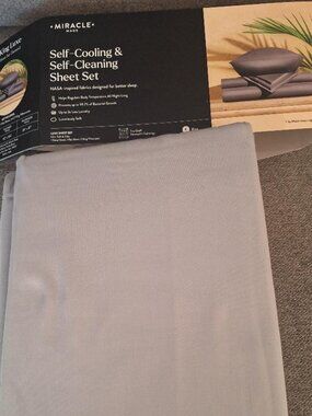 Miracle Made KING Silver Grey Flat Sheet Luxe Self-Cooling Self-Cleaning - NWOT